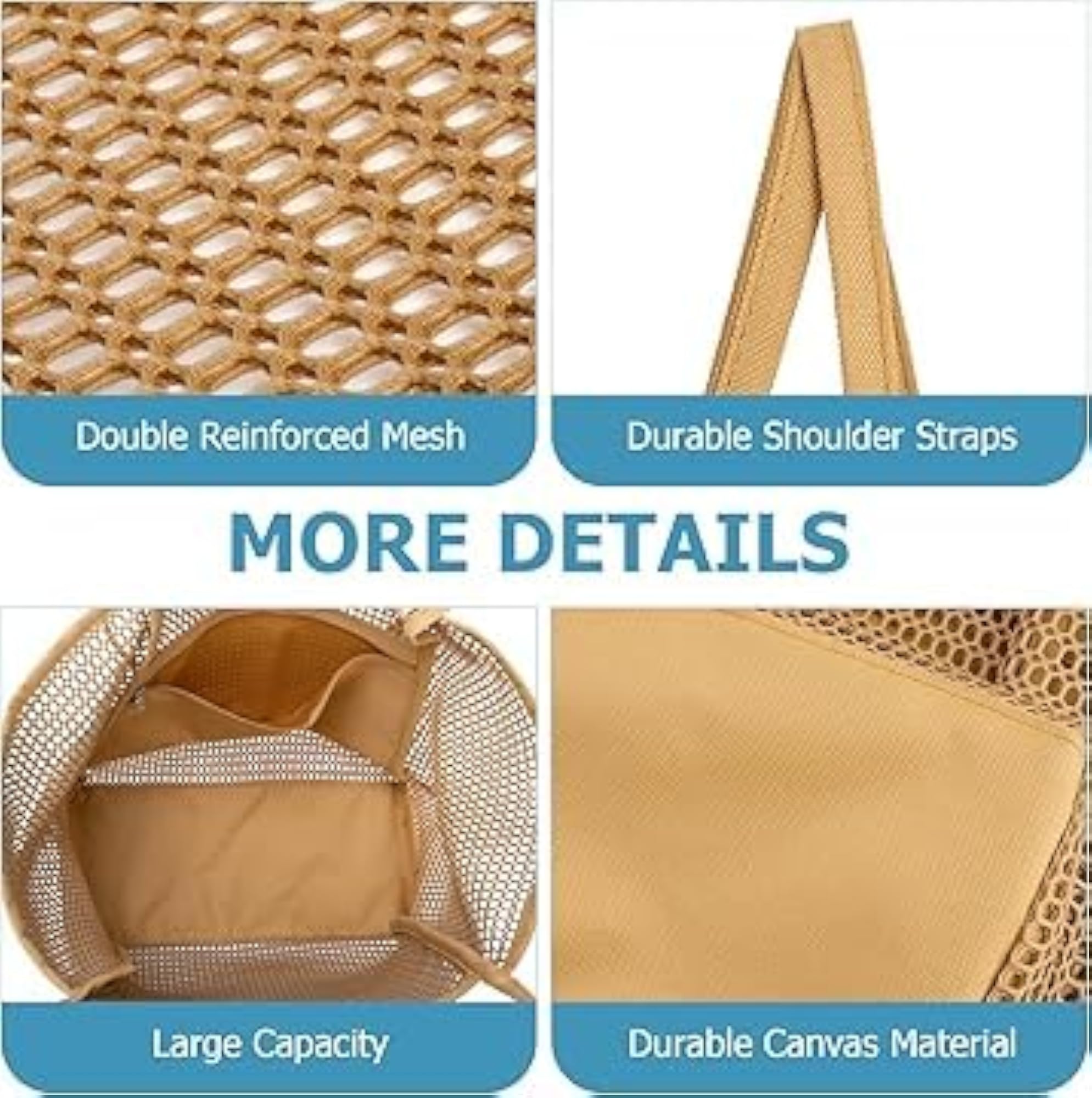 Women's Sandproof Mesh Beach Tote Bag for Summer